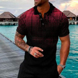 Men's Summer Fashion Casual 3D Printed Polo Shirt Turndown Collar Casual Short Sleeve
