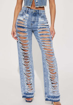Fashion Versatile Slim Sexy Micro Stretch Ripped Micro Bell Bottom Denim Pants Fashion Versatile Slim Sexy Micro Stretch Ripped Micro Bell Bottom Denim Pants