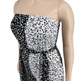 Plus Size Women Off-Shoulder Contrasting Strapless Jumpsuit