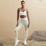 Women Seamless Tank Crossover Straps Top and Running Fitness Yoga Pants Two-Piece Set