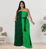 Plus Size Women Off-Shoulder Contrasting Strapless Jumpsuit