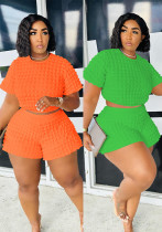 Women Casual Short Sleeve Crop Top and Shorts Two-Piece Set