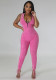 Women Solid Ribbed Sleeveless Jumpsuit