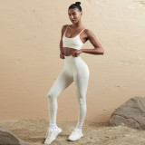 Women Seamless Tank Crossover Straps Top and Running Fitness Yoga Pants Two-Piece Set