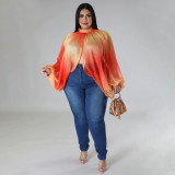 Plus Size Women's Round Neck Open Back Chiffon Lace Up Top Women