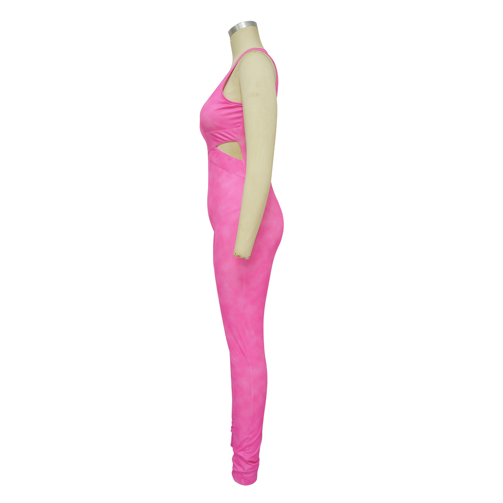 Sleeveless Deep V-Neck Tight Fitting Jumpsuit for Clubwear