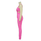 Fashion Women's Sleeveless Sexy Deep V Neck Tight Fitting Jumpsuit