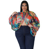 Plus Size Women's Round Neck Open Back Chiffon Lace Up Top Women