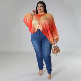 Plus Size Women's Round Neck Open Back Chiffon Lace Up Top Women