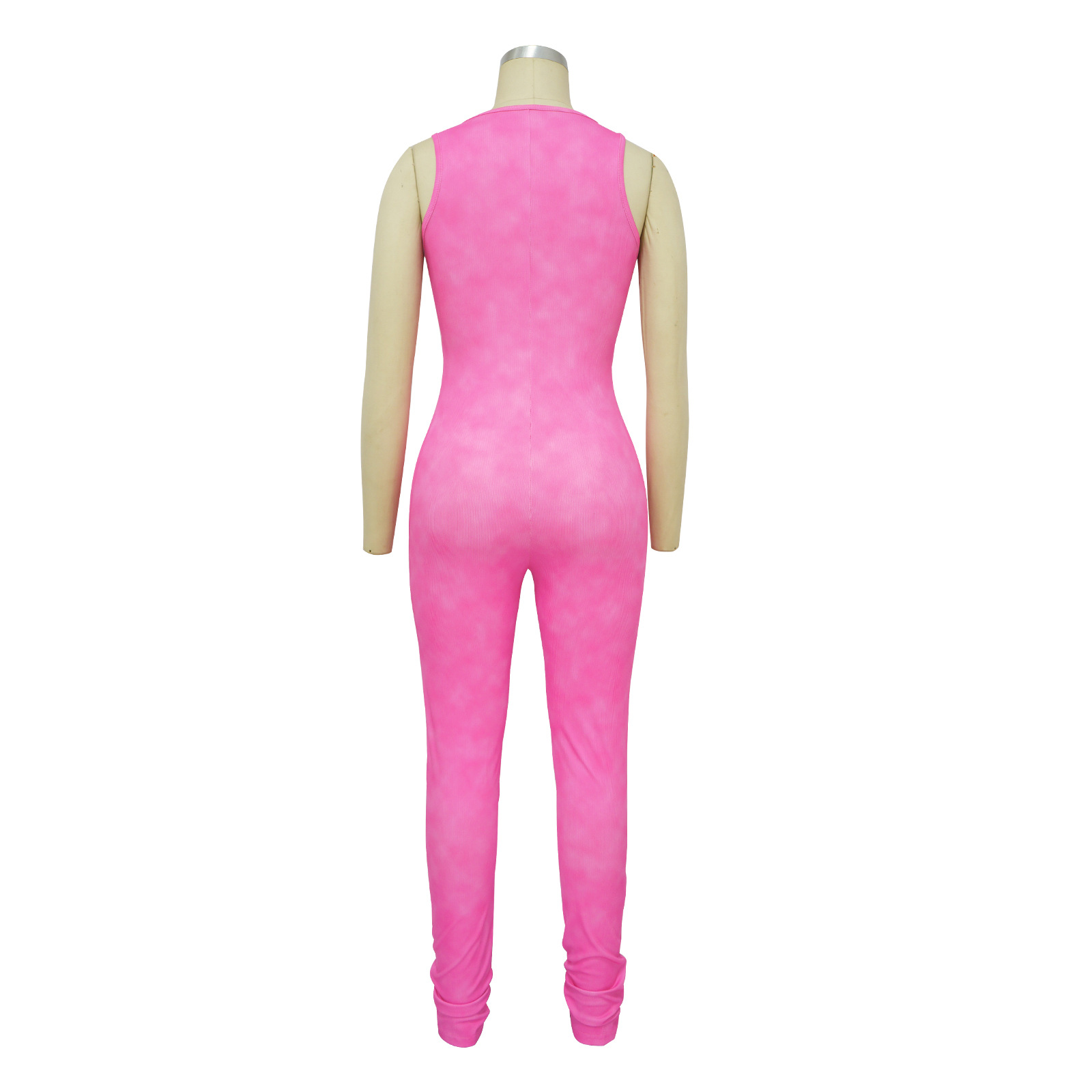 Sleeveless Deep V-Neck Tight Fitting Jumpsuit for Clubwear