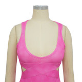 Fashion Women's Sleeveless Sexy Deep V Neck Tight Fitting Jumpsuit