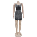 Women's Fashion Mesh Beaded Sleeveless Slip Dress（customized,MOQ 6pcs/size/color,process time 7-10 days）