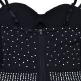 Women's Fashion Mesh Beaded Sleeveless Slip Dress（customized,MOQ 6pcs/size/color,process time 7-10 days）