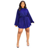 Bell Sleeve Drawstring Slim Waist Casual Women's Dress