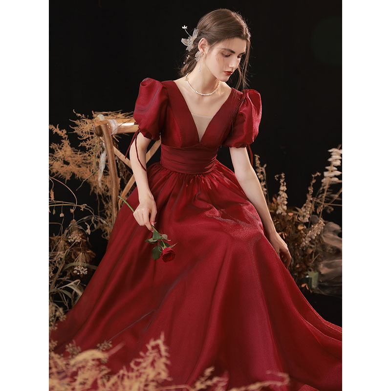 Women Formal Party Puff Sleeve Evening Dress(Processing time need 3-6 days)