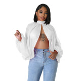 Women's Summer Lace-Up Printed Chiffon Shirt Bat Sleeves Top
