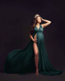 Women Sleeveless Maternity Long Tail Dress