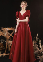 Women Formal Party Puff Sleeve Evening Dress（Processing time need 3-6 days）