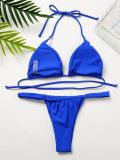 Women Bikini Lace-Up Solid Swimwear Two Pieces