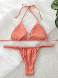 Women Bikini Lace-Up Solid Swimwear Two Pieces