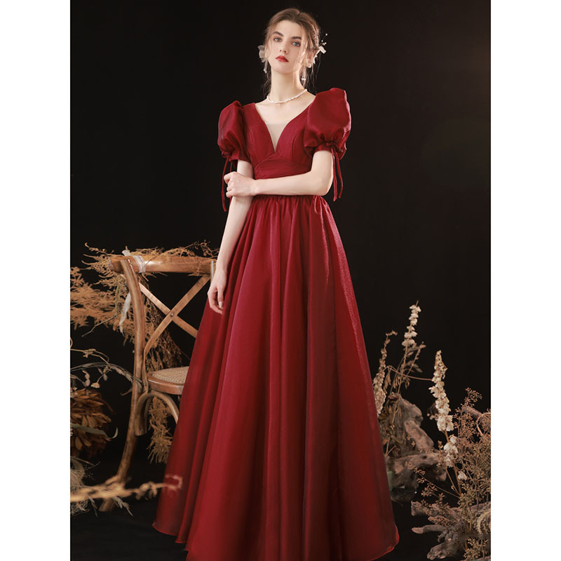 Women Formal Party Puff Sleeve Evening Dress(Processing time need 3-6 days)