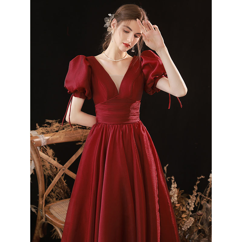 Women Formal Party Puff Sleeve Evening Dress(Processing time need 3-6 days)