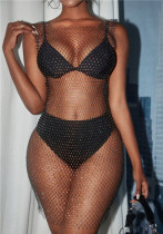 Women Mesh Diamond Round Neck Dress Women Mesh Diamond Round Neck Dress