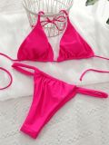 Women Bikini Lace-Up Solid Swimwear Two Pieces