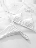 Women Bikini Lace-Up Solid Swimwear Two Pieces