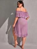 Women lace mesh off shoulder slip nightdress Sexy Lingerie
