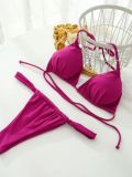 Women Bikini Lace-Up Solid Swimwear Two Pieces