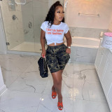 Sexy Ladies Spring Letter Print Short Sleeve Street Trend T-Shirt Top