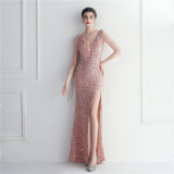 Sleeveless V-Neck Long Formal Evening Dress