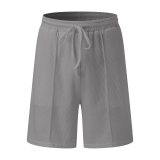 Summer Wafflev Turndown Collar Short-Sleeved Polo Shirt Shorts Men's Casual Fashion Two Piece Set