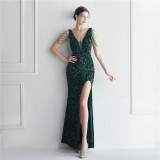Sleeveless V-Neck Long Formal Evening Dress