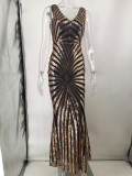 Sexy V-Neck Sleeveless Sequin Mermaid Evening Dress Formal Party Dress
