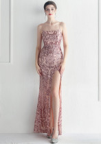 Bridesmaid Wedding Prom Floral Sequins Party Sexy Gown Dress