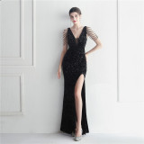Sleeveless V-Neck Long Formal Evening Dress