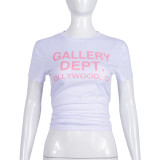 Sexy Ladies Spring Letter Print Short Sleeve Street Trend T-Shirt Top