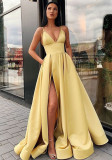Summer Women's Sexy Slim Strap Dress Deep V Slit Formal Party Evening Dress