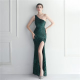 Sexy Sequins One Shoulder Slash Shoulder Formal Party Evening Dress