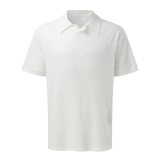 Summer Wafflev Turndown Collar Short-Sleeved Polo Shirt Shorts Men's Casual Fashion Two Piece Set