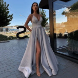 Summer Women's Sexy Slim Strap Dress Deep V Slit Formal Party Evening Dress