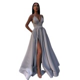Summer Women's Sexy Slim Strap Dress Deep V Slit Formal Party Evening Dress