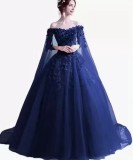 Off Shoulder Evening Dress Veil Long-Sleeved Bride Wedding Dress Formal Cocktail Party Dress（Processing time need 3-6 days）