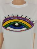 Women's Fashion Casual Eyes Print Solid Color Short Sleeve Tops Women's T-Shirts