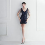 Sequins Beaded Straps Slim Bridesmaid Bodycon Dress Formal Party Dress