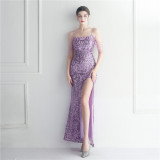 Sexy Straps Sequin Beading Sexy Long Dress Formal Party Evening Dress