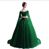 Off Shoulder Evening Dress Veil Long-Sleeved Bride Wedding Dress Formal Cocktail Party Dress（Processing time need 3-6 days）