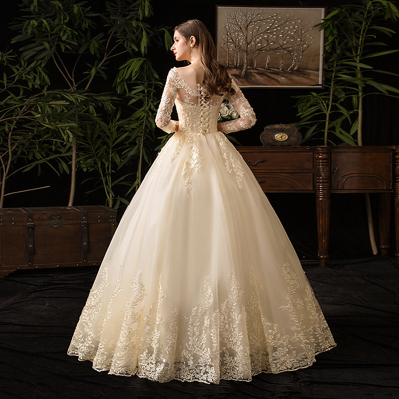 Main Wedding Dress Luxury Chic Fashion Lace Long Sleeve Bridal Wedding Dress Plus Size(Processing time need 3-6 days)